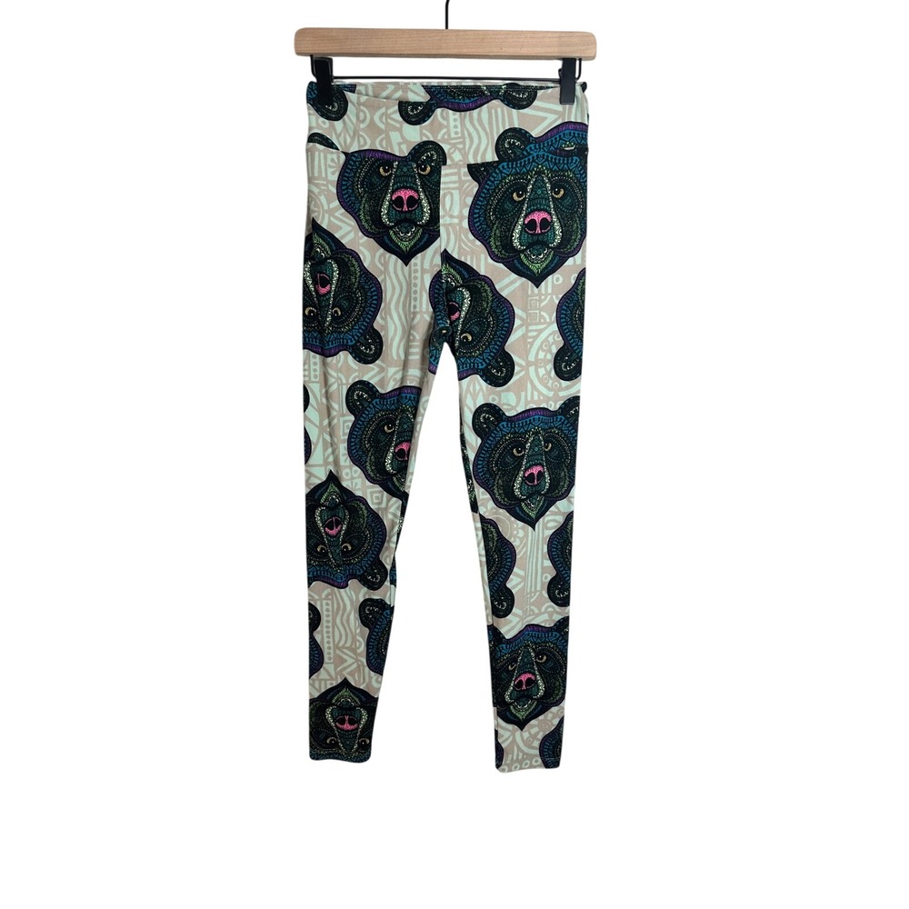 LuLaRoe Mosaic Bear Leggings One Size OS Rare Unicorn Psychedelic Tribal Teal